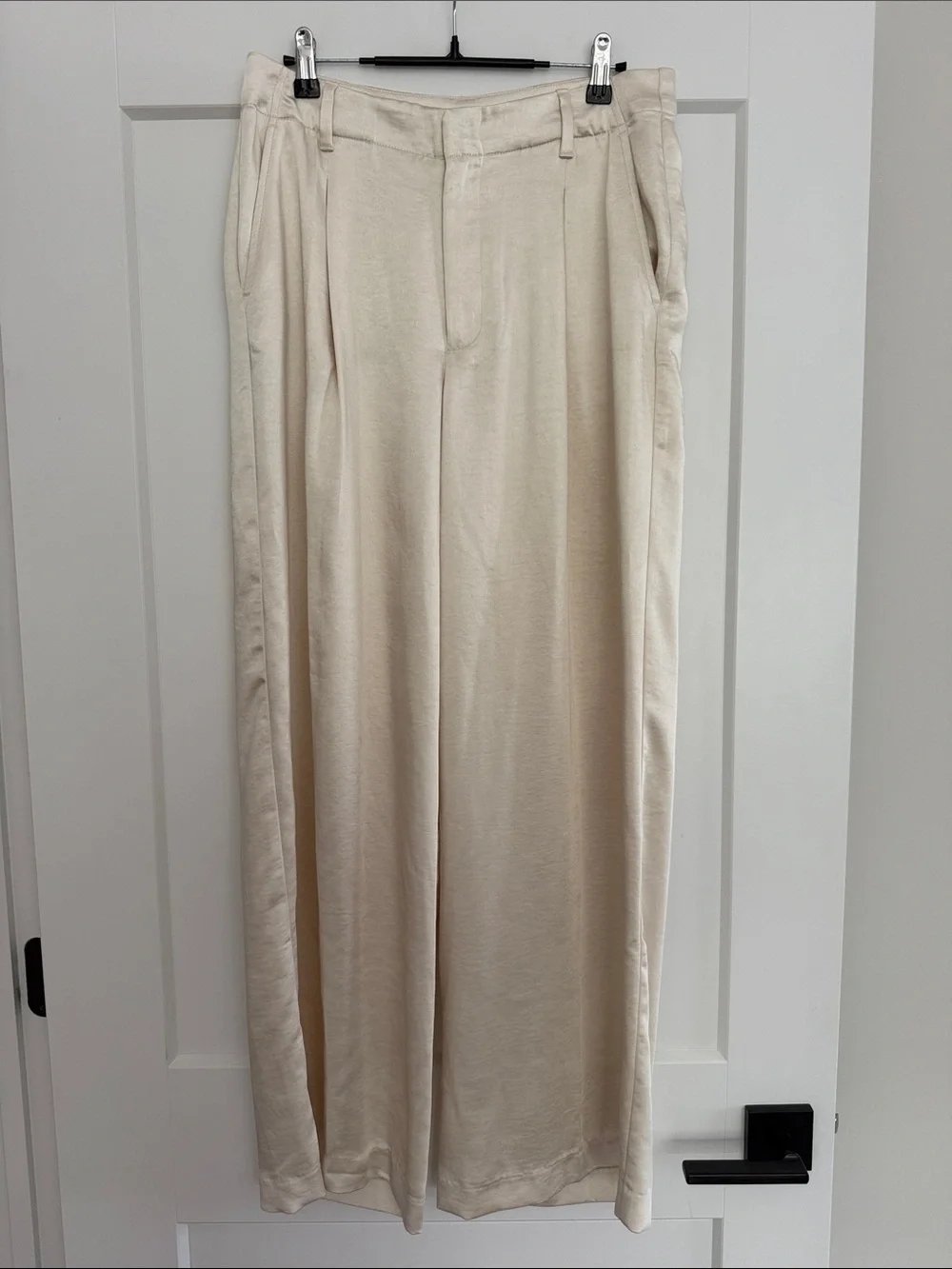 High Rise Pleated Satin Wide-Leg Trousers - Picture 2 of 4